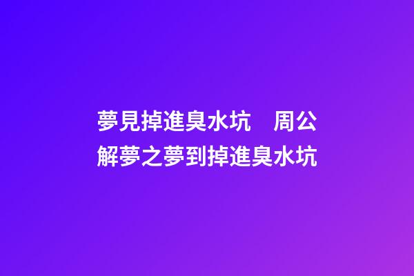 夢見掉進臭水坑　周公解夢之夢到掉進臭水坑